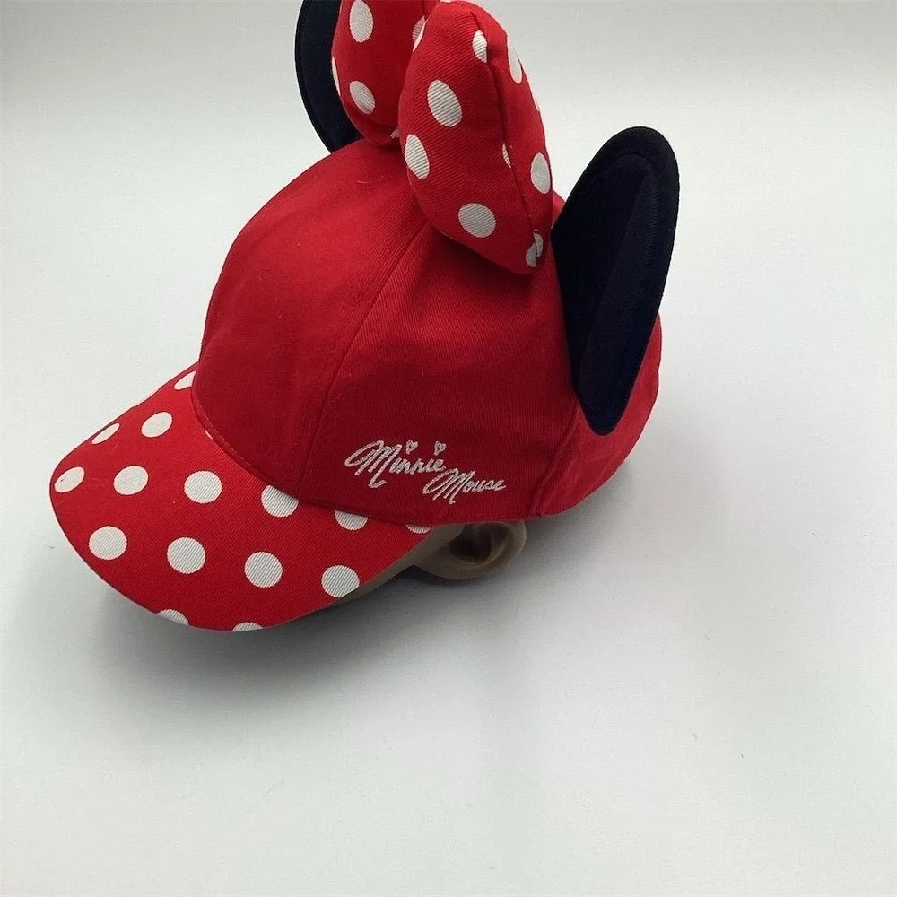 Disney Parks Minnie Mouse Polka‎ Dot Baseball Hat Cap Ears Youth Size